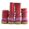 Abbigliamento per cani scarpe da pet di pelliccia spessa cagnolini stivali da neve caldi inverno per caffè barboncino/rosa/viola
