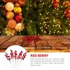 Fleurs décoratives 20pcs Berry Red Artificial Sics de Noël Borgogne Bourgogne Holly Floral Titues