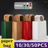 Emballage cadeau 10/30 / 50pcs Sac de fête de vacances avec poignée bijoux Shopping Christmas de la Saint-Valentin Mariage Colored Paper