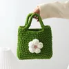 Häkeln gestrickte Handtasche Damenbeutel Puff Blume fertig süße Blume handgewebtes Bag Ice Bar Faden 240320