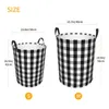 Sacs à linge Black Blanc Gingham Plaid Hamper Grand panier de rangement Modèle de chèque Filles Boys Toy Organisateur