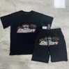 メンズTシャツトラプスターTシャツTheTigerトラックスーツレター刺繍半袖英国ドリルロンドンシャツとショーツセットセントラルCEE同じスタイルスポーツウェア1125ESS