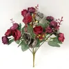 Fleurs décoratives Simulation de qualité parfaite 7 Branches 21 Roses Garland Artificiel Composé Bouquet de rose pour la fête de la maison de mariage