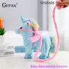 Komik Oyuncaklar Electric Walking Unicorn Peluş Peluş Oyuncak Dolgulu Hayvan At Müzik Bebeği Çocuklar İçin Noel Hediyeleri 240325