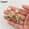 Kolczyki WTE674 WKT 2022 Piękny styl Retro Blue Ocean Jasper Pearl Star Kolczyki Trend Biżuter Kolczyki Weddne przyjęcie Lady Hot