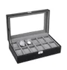 Titta på lådor Fall 61012 Slots Box Case Rings Chain Halsband Holder Lagring Organiser Smycken Display PU Leather Casket SAAT TR4001005