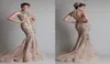 Zuhair Murad 2020 Abiti serali High Sweep Train Champagne Mermaid Gowns Appliques Buttons Back Occase Special Dress7064499