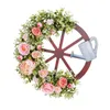 Fleurs décoratives couronne de printemps pivoine artificielle et roue réaliste 18x19.6 pouces décoration pour les cheminées murs décor durables