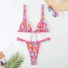 Da bagno da bagno da bagno fiore stampato a bassa vita in bikini da donna a 2 pezzi con cravatte bibico brasiliana sexy costume da bagno estate abbigliamento da spiaggia estiva