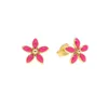 Stud Earrings Korean Design Fashion Jewelry Exquisite Copper Gold Color Zircon Flower Daisy Garland Women