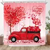 Shower Curtains Valentine's Day Curtain Elf And Love Tree Truck Balloon Swing Heart Romantic Flamingo Paris Tower Bathroom Decoration