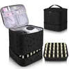 30 Grids Nail Organizer Makeup Bag Cosmetic Manicure Case Professional Double Layer Design Nail Polish Gel Handbag with Handle 240327