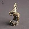 Estatuetas decorativas pura cobre de cobre sólido sortudo miniaturas de cavalos de ornamento decoração de bronze antigo escultura de animais artesanato em casa