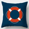 Pillow Marine Style Decor de casa estampada Proda quadrada Sofá Quarto da sala de estar de 45 cm x capa decorativa