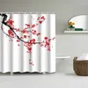 Shower Curtains Peach Blossom Bathing Curtain Bathroom Waterproof With 12 Hooks Home Deco Free Ship
