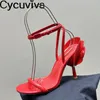 Scarpe eleganti estate shinny oro alto tacchi sandali donne designer di tacco floreale bridal rossa cintura formale