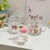 Tasses 3d pétrissage musicale en verre décoratif Niche carrée premium avec poignée de paille