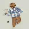 Ensembles de vêtements en bas âge Unisexe Baby Clothes Boys Filles Flanelle Tops Plaid Sweat-shirt Sweat-shirt Sweat Pantal