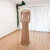 Elegante abito da sera Dubai Mermaid per donne 2024 Luxuria fuori dalla spalla Maniche lunghe per perle da ballo formale per feste di nozze 240320