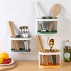 Kitchen Storage 2 Cups Chopsticks Box Light Luxury Removable Drip Tray Hanging Tube Plastic Cutlery Organizer Home