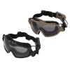 Lunettes anti-impact avec ventilateur, lunettes de sécurité tactique antifog uv400 lunettes de lunettes avec 2 lentilles pour faire du tournage de la chasse au tir