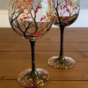Wine Glasses Four Seasons Trees Goblet Creative Printed Round Glass Cup For Beer Cocktail Large Capacity Gift