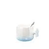 Mugs High Aesthetic Ceramic Cup Simple Gradient Cherry Blossom Mug Cute Girl Gift Couple Coffee