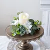 Decorative Flowers 25cm Artificial Flower Candle Holder Candlestick Eucalyptus Wreath Garland Centerpiece Decor Wedding Party Home Table