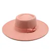 9cm wide brim bowknot bowler hat ladies elegant retro style British woolen jazz autumn and winter solid color Panama 240417