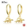 Earrings RORU S925 New Creative Interesting Golden Small Animal Dinosaur Highquality Cute Men and Women Earring Jewelry Wholesale