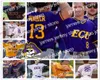 Бейсбол в колледже носит Custom East Carolina Pirates 2019 ECU Baseball Любое название фиолетовое бело -черное желтое 13 Джейк Шайтир 8 T9349701