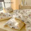 Bedding Sets Korean Sweet Girl Set Lovely Pink Heart Bed Sheet Linen Cute Quilt Cover For Adults Single Double Full Size Polyester