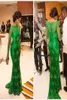 2018 أحدث فستان سهرة طويل من الأكمام الطويلة مع Bateau Emerald Green Prom Dresses Mermaid Celebrity Evening Vrons8635790