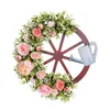 Fleurs décoratives couronne de printemps pivoine artificielle et roue réaliste 18x19.6 pouces décoration pour les cheminées murs décor durables