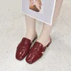 Dress Shoes Flat Bottomed Sandals For Women In Summer European And American Style Cow Patent Leather Slippers With A Low Heel Half T