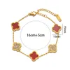 Para as mulheres designers de alta qualidade V-Gold Five Bracelet com caixa com caixa de cristal púrpura de ouro banhado feminino Fritillaria Chalcedony 1