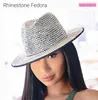 Kırmızı Rhinestone Fedora Caz Şapkaları Kovboy Şapkası Kadınlar ve Erkekler Çift Taraflı Renk Kapı Kırmızı Siyah Elmas Fedora Toptan 240327