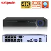 Sistema H.265+ 4CH 4K 8MP PoE CCTV Sistema de câmera Kit de áudio RJ45 Detecção de face Câmera IP Outdoor impermeável a água CCTV Video nvr