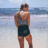 Women's Swimwear Women Black White Color Print Two Pieces Bikini Swimsuit High Waist Bathing Tops For Summer Party Beach Y045
