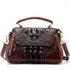 Sac Femmes Sacs Crocodile Geuthesine Leather Handsbags Designer Crossbody Femelle Retro Tote Handsbag