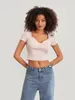 Damestanks dames s y2k lange mouw crop top slank fit t shirt crew nek strakke basist-shirt blouse tee tops shirts esthetische streetwear