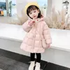 Down Coat Hylkidhuose 2024 Autumn Winter Baby Girls Coats Feminino Casas Concluídas Casque Aquecido Capuz de Capuz Crianças