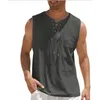 Męskie topy zbiornikowe lniane letnia koszulka bez rękawów solidny kolor luźny bawełniany koszula swobodna kamizelka eurocode