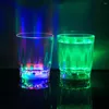 Disposable Cups Straws 4 Pcs Plastic Cup Light Dark Glasses Liquid LED Glowing Button Party Beach