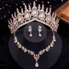 Stelt blauwe kroon bruids sieraden sets voor vrouwen opaal tiara ketting oorbellen sets prom bruiloft bruid sieraden kostuum accessoires