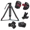 Monopodes Miliboo MTT609A Tripode professionnel en alliage en aluminium Photographie Tripod 3 sections avec Panorama Fluid Hydraulic Bowl Head