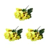 Decorative Flowers 3 Pieces Artificial Flower With Green Leaf Fake Pansy Plant DIY Bouquet Indoor Outdoor For Home Ornaments Roe Red