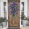 Fiori decorativi primaverili viola ghirlanda lilla giacinth colorato composizione domestica decorazione misteriosa porta ghirlanda fiorita