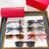 High quality fashionable New luxury designer new CT family men's and women's square wooden leg sunglasses fashion trend personality frameless Sunglasses CT0013