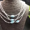 Dekorativa figurer S925 Natural Herkimer Diamond Larimar Bead Halsband Reiki Healing Energy Gemstones Högkvalitativa smycken för man kvinnor kvinnor